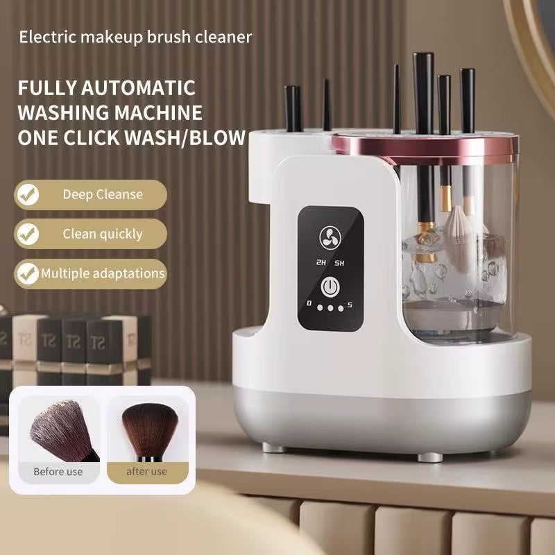 Electric Multi-Functional Makeup Brush Cleaner with Brush Dryer One-Click Control Digital Timer USB Charging